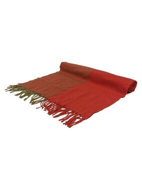 Hermes Scarf Red Khaki Multi Double Color Cashmere